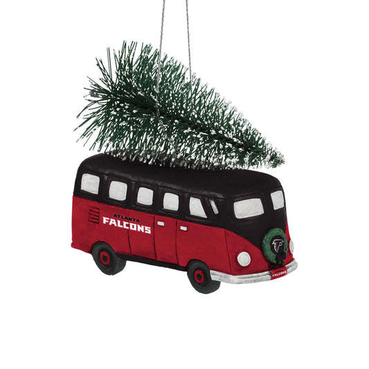 Atlanta Falcons NFL Retro Bus With Tree Ornament